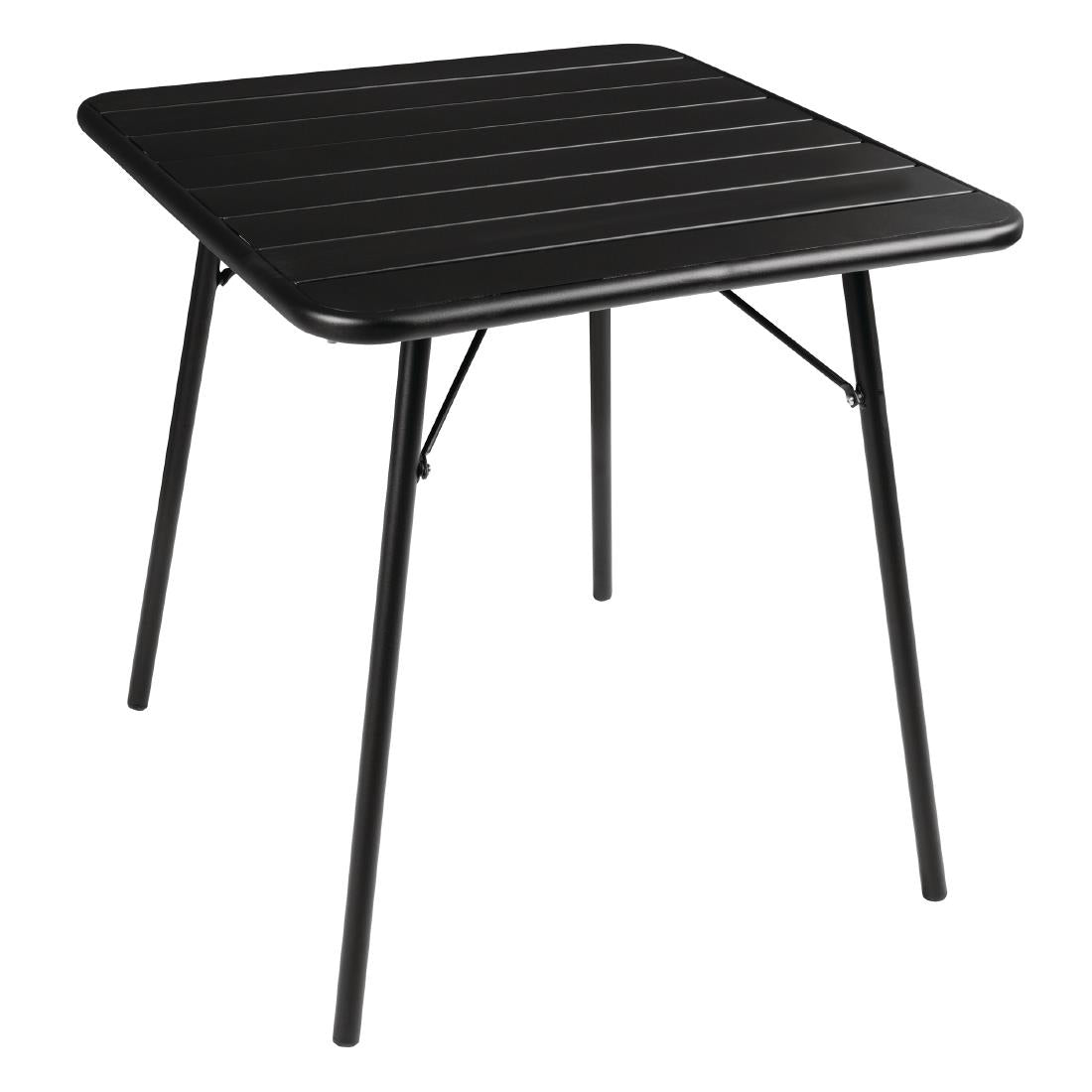 Bolero Amalfi Slatted Square Steel Folding Table Black 700mm