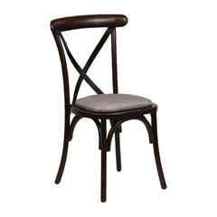 Bristol Dining Chair Dark Walnut with Padded Seat Saddle Ash (Pack of 2)