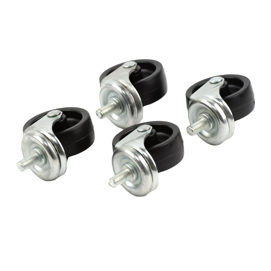 Beaumont Bottle Skip Castors Black (Pack of 4)