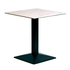 Turin Metal Base 600mm Square Dining Table with Laminate Top in Marble