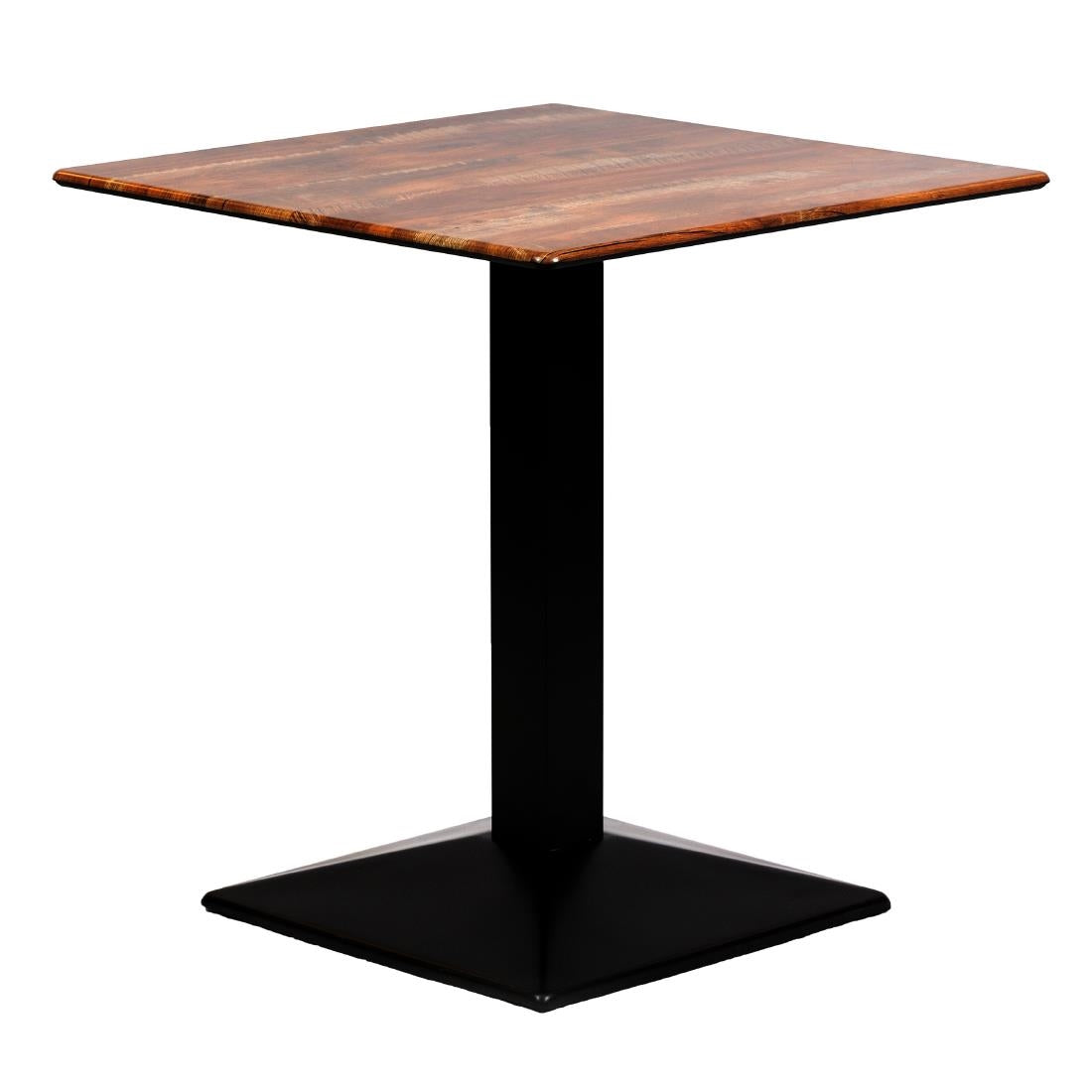 Turin Metal Base 600mm Square Dining Table w/Laminate Top in Planked Oak