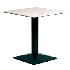 Turin Metal Base 700mm Square Dining Table with Laminate Top in Marble