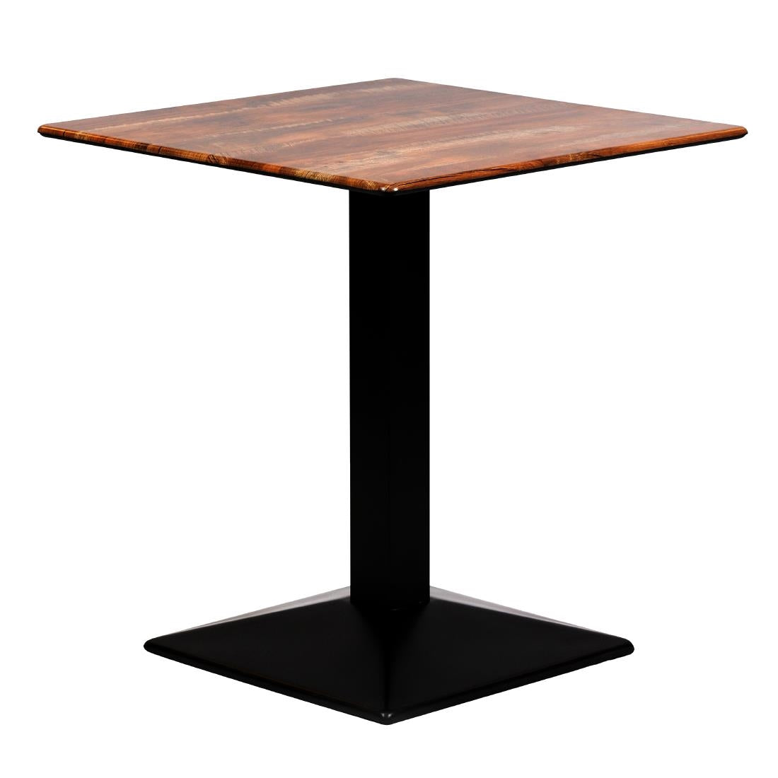 Turin Metal Base 700mm Square Dining Table w/Laminate Top in Planked Oak