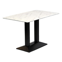 Turin Metal Base Rectangle Dining Table with Laminate Top in Marble