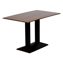 Turin Metal Base Rectangle Dining Table with Laminate Top in Walnut