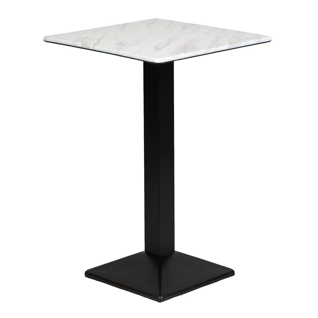 Turin Metal Base 600mm Square Poseur Table with Laminate Top in Marble