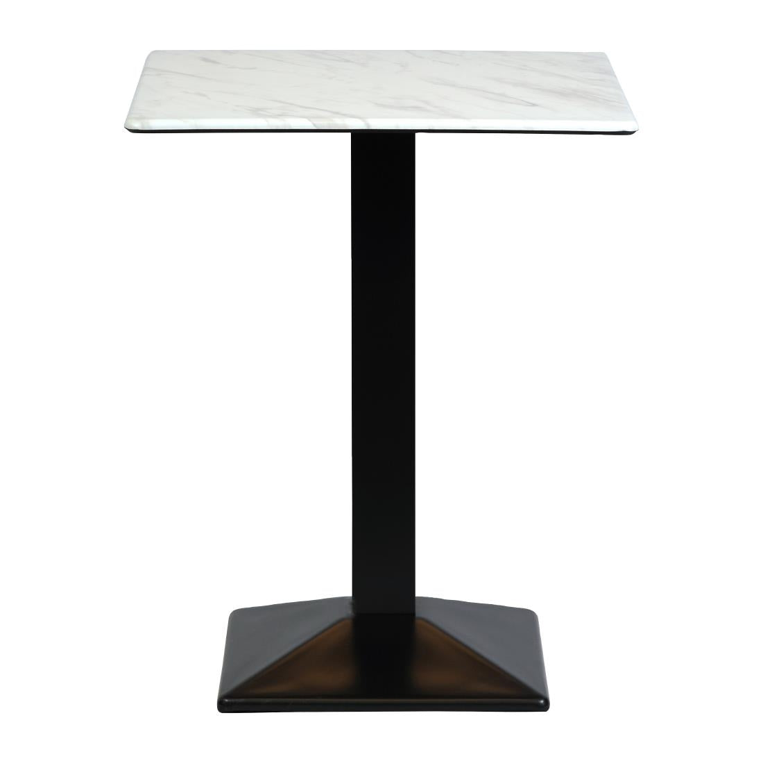 Turin Metal Base 700mm Square Poseur Table with Laminate Top in Marble