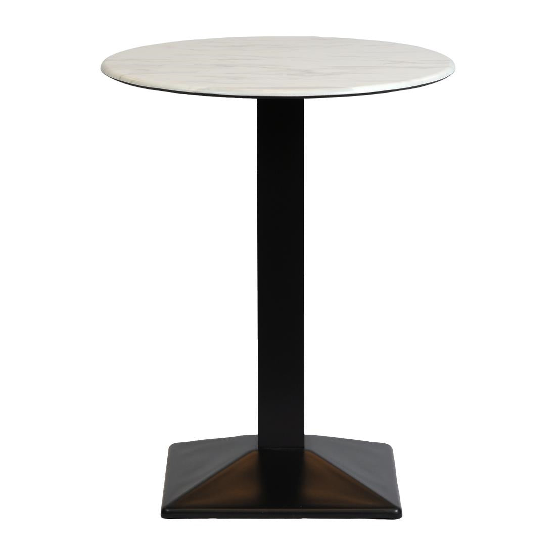 Turin Metal Base 600mm Round Poseur Table with Laminate Top in Marble