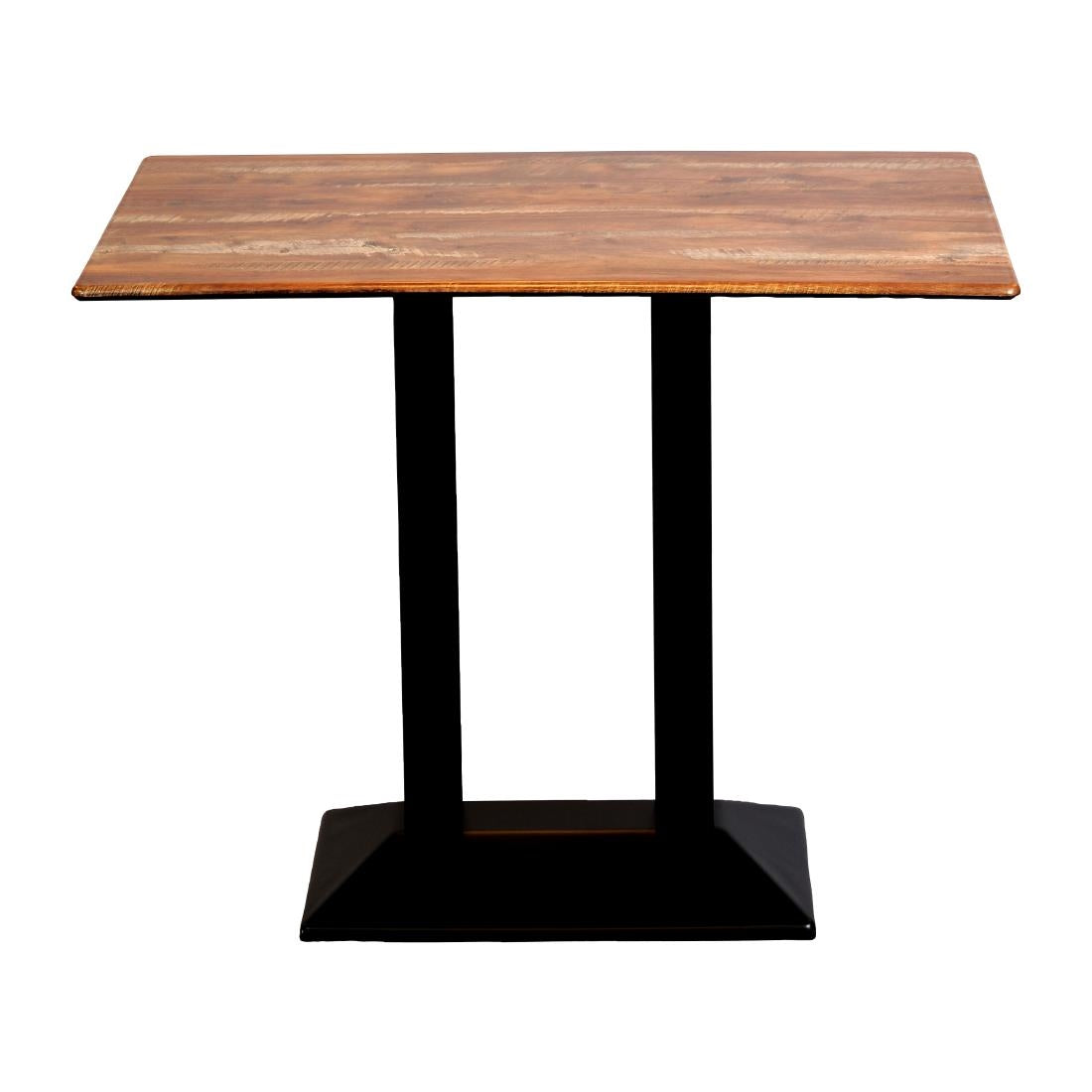 Turin Metal Base Rectangle Poseur Table with Laminate Top in Planked Oak