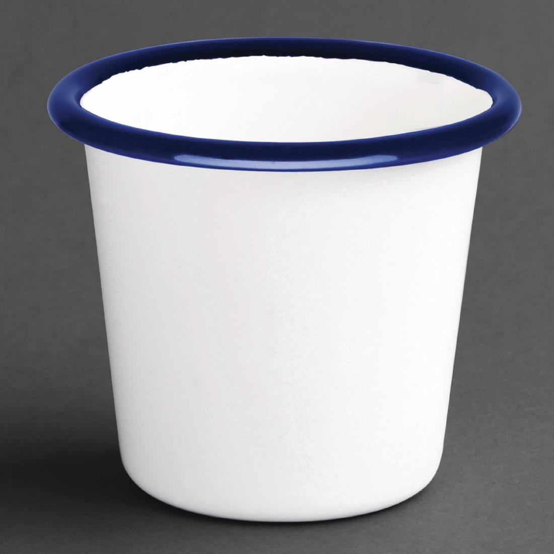 Olympia Enamel Sauce Cup White and Blue (Pack of 6)