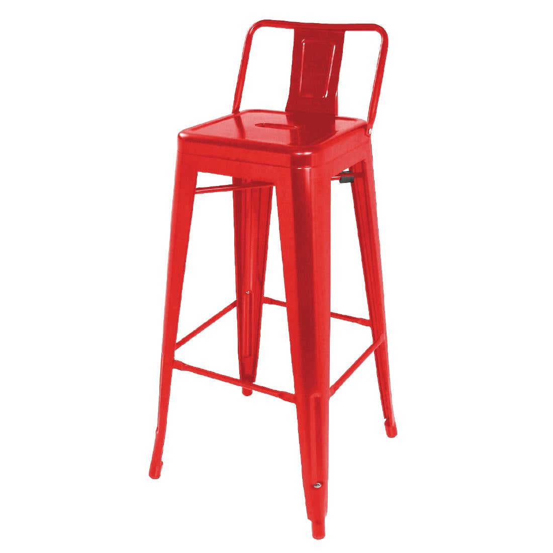 Bolero Bistro Steel High Stool With Backrest Red (Pack of 4)