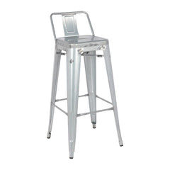 Bolero Bistro Galvanised Steel High Stool with Backrest (Pack of 4)