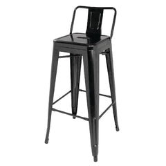 Bolero Bistro Steel High Stool with Backrest Black (Pack of 4)