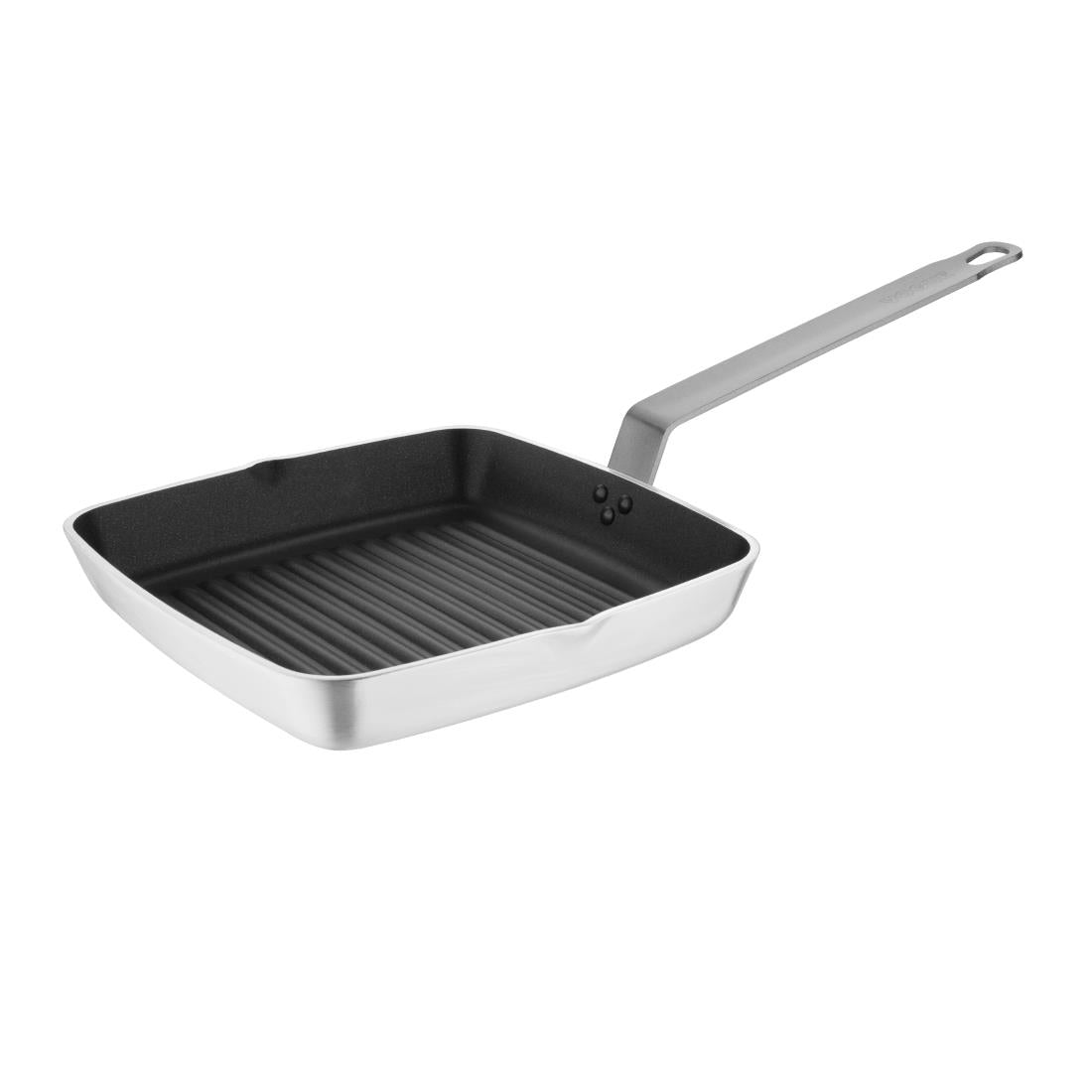 Vogue Aluminium Square Non-Stick Teflon Ribbed Skillet Pan 24cm