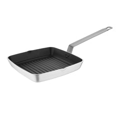 Vogue Aluminium Square Non-Stick Teflon Ribbed Skillet Pan 24cm