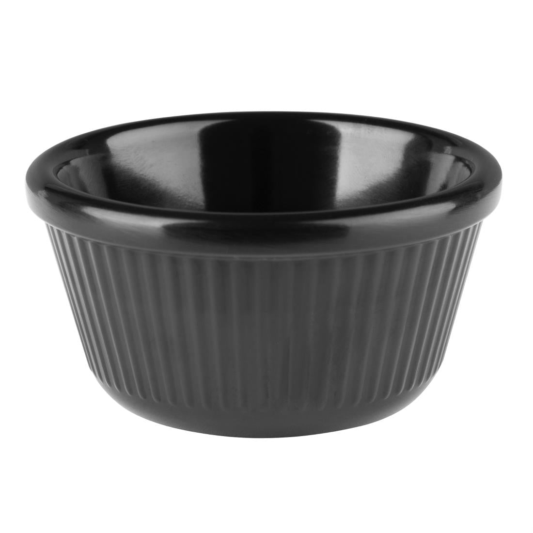 Olympia Kristallon Melamine Fluted Ramekins Black 76mm (Pack of 12)