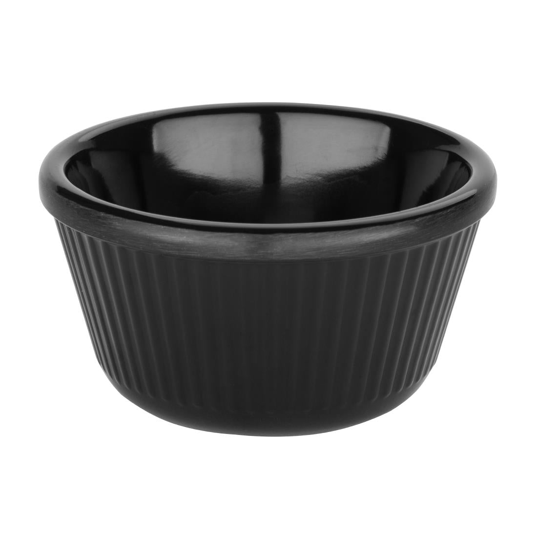 Olympia Kristallon Melamine Fluted Ramekins Black 89mm (Pack of 12)