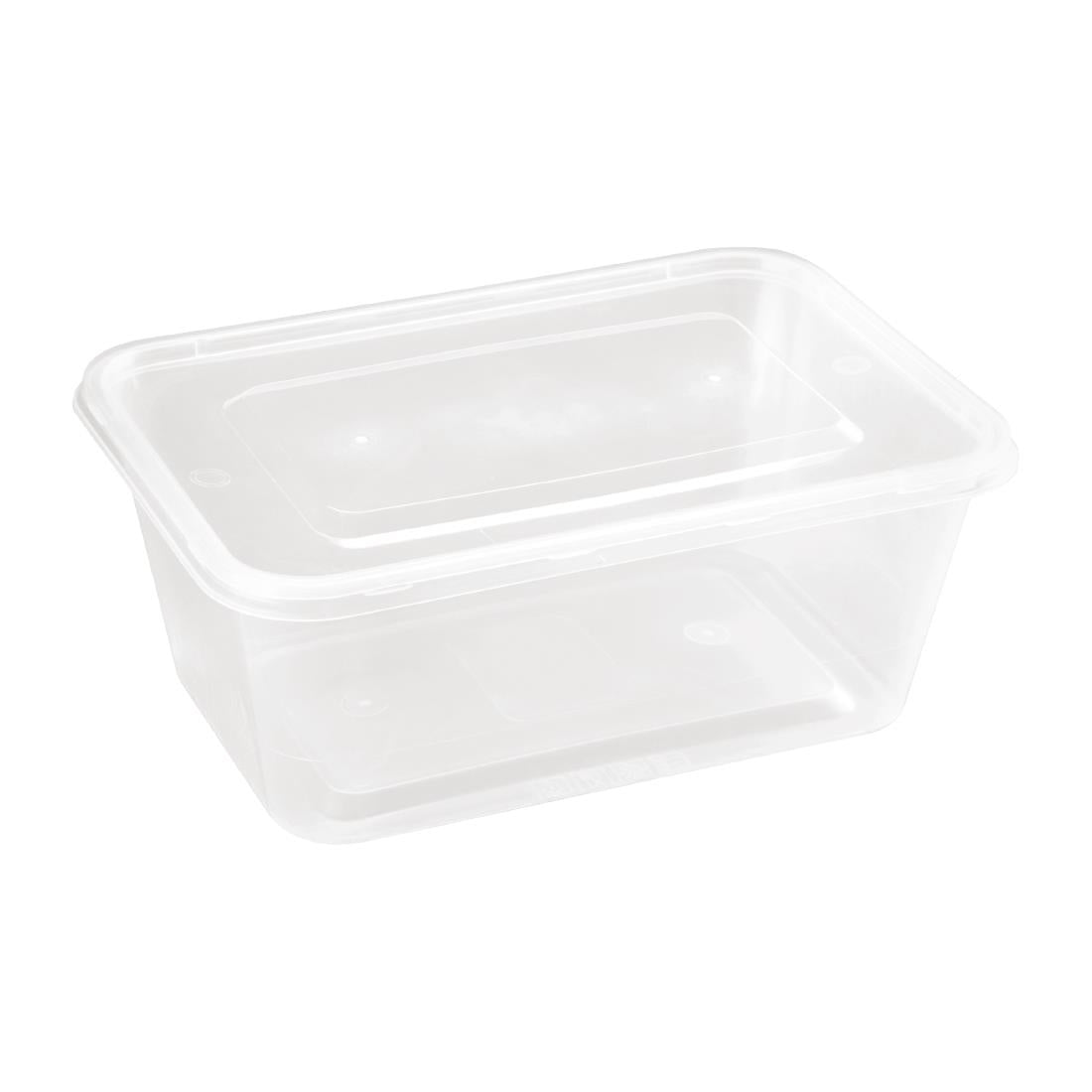 Fiesta Recyclable Plastic Microwavable Containers with Lid Large 1000ml (Pack of 250)