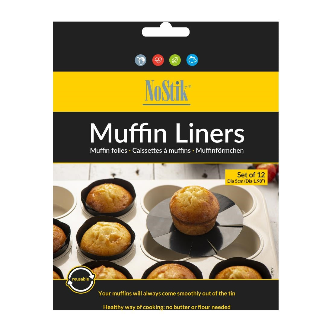 NoStik Reusable Muffin Liners 500mm (Pack of 12)