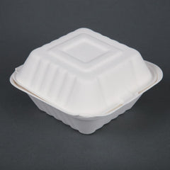 Fiesta Compostable Bagasse Burger Boxes with Side Ridges 153mm (Pack of 500)