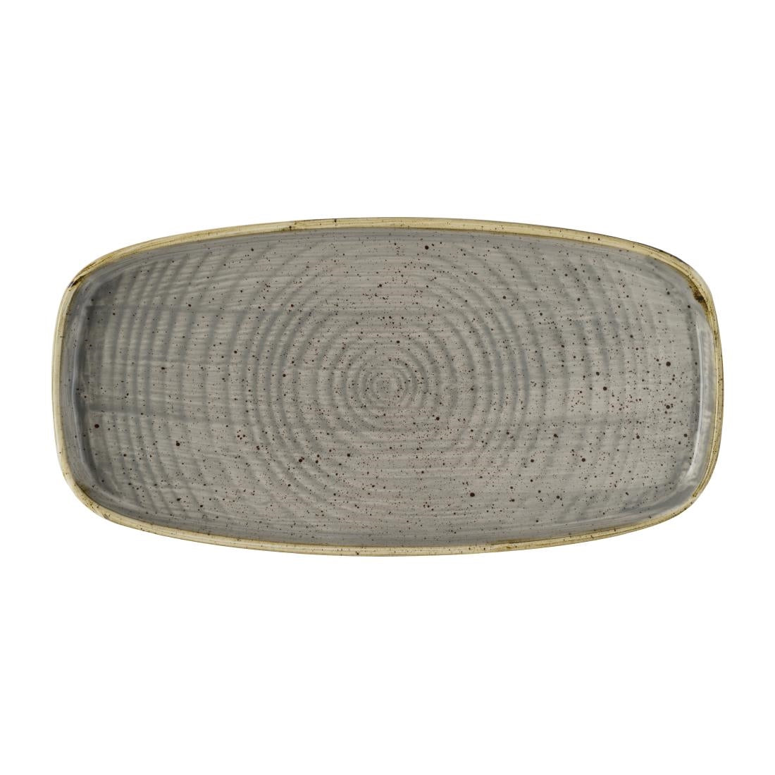 Churchill Stonecast Peppercorn Grey Chefs' Walled Oblong Plate 300mm (Pack of 12)