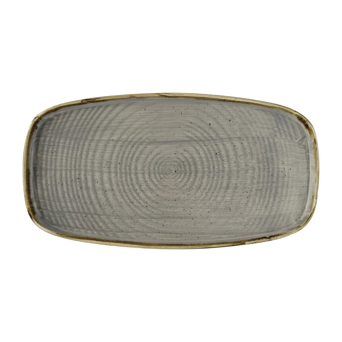 Churchill Stonecast Peppercorn Grey Chefs' Walled Oblong Plate 350mm (Pack of 6)