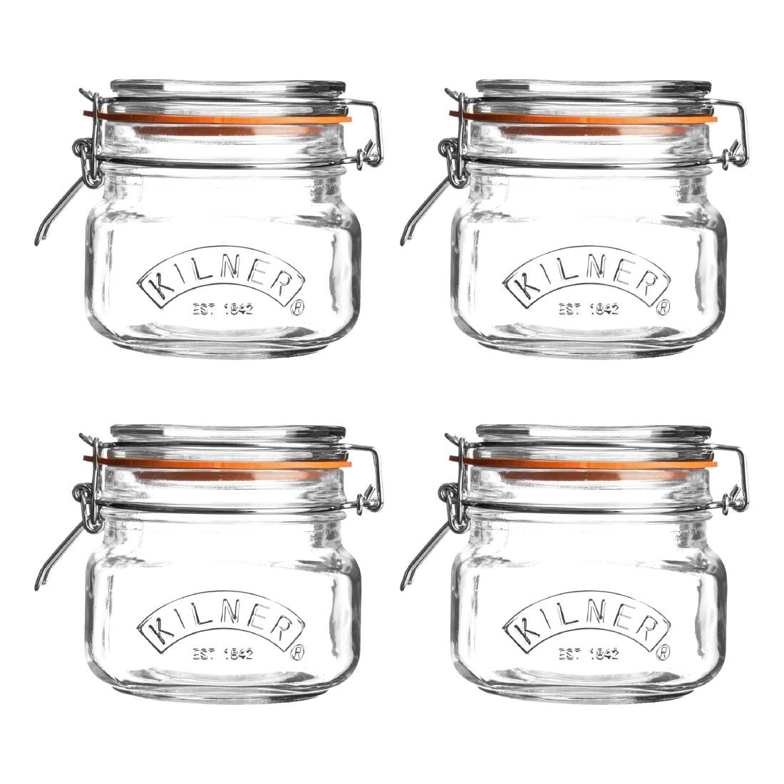 Kilner Square Clip Top Jar 0.5Ltr (Pack 4)    