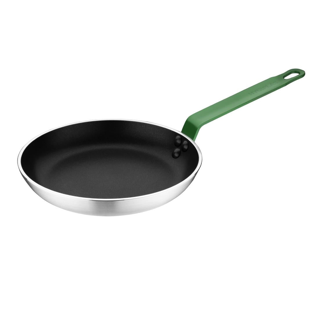 Hygiplas Aluminium Non-Stick Teflon Platinum Plus Frying Pan with Green Handle 24cm