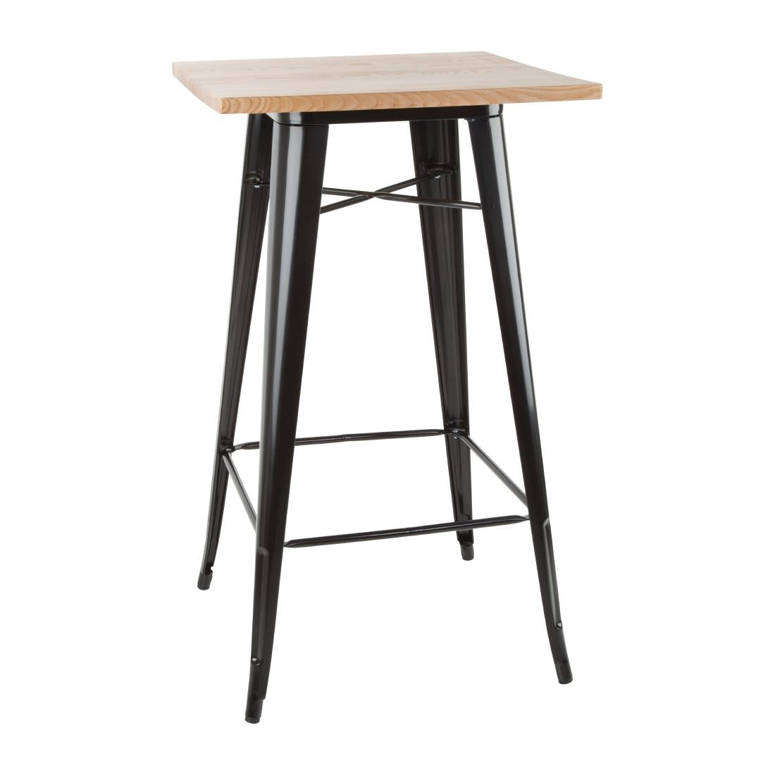 Bolero Bistro Bar Table with Wooden Top Black