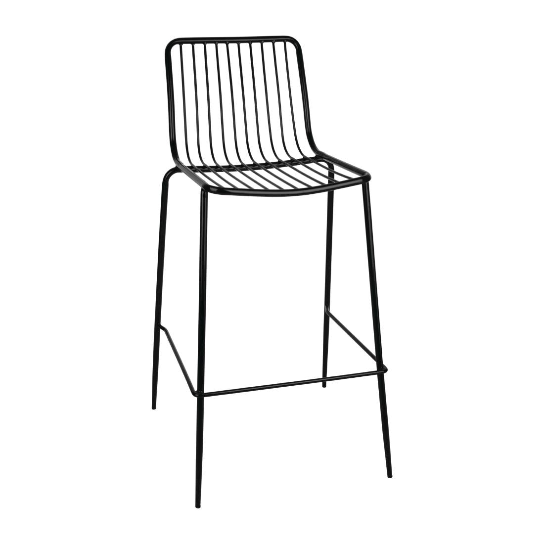 Bolero Steel Wire High Stools Black (Pack of 4)