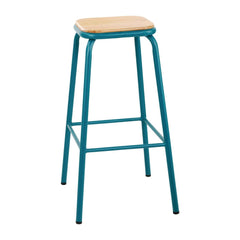 Bolero Cantina High Stools with Wooden Seat Pad Teal (Pack of 4)