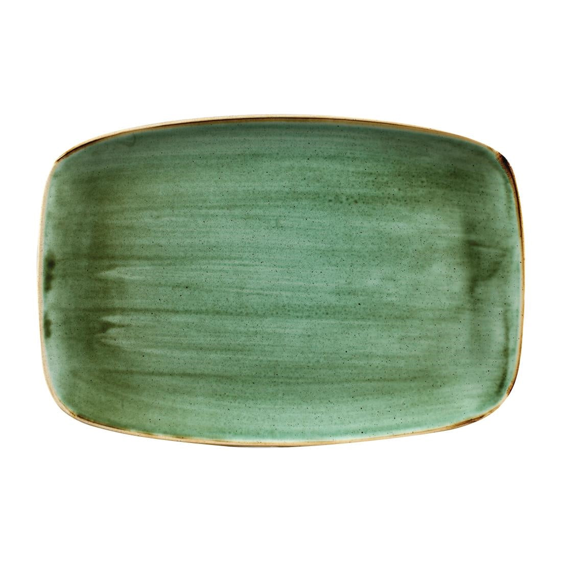 Churchill Stonecast No. 9 Oblong Chefs Plates 355 x 245mm Samphire Green (Pack of 6)