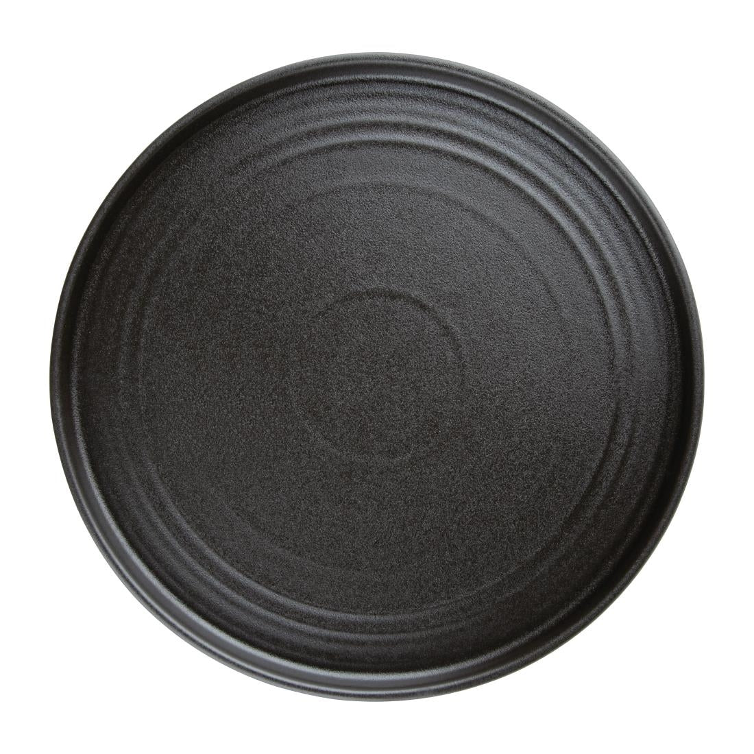 Olympia Cavolo Flat Round Plates Textured Black 270mm (Pack of 4)
