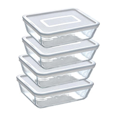 Pyrex Batch Cooking Cook & Freeze Food Storage Glass Containers Set Of 4 1.5 Ltr