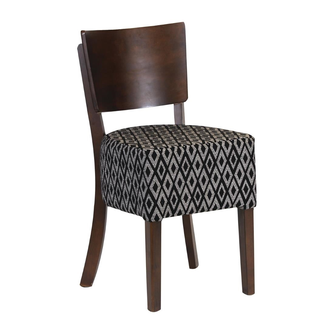 Asti Padded Dark Walnut Dining Chair with Blue Diamond Deep Padded Seat and Back (Pack of 2)