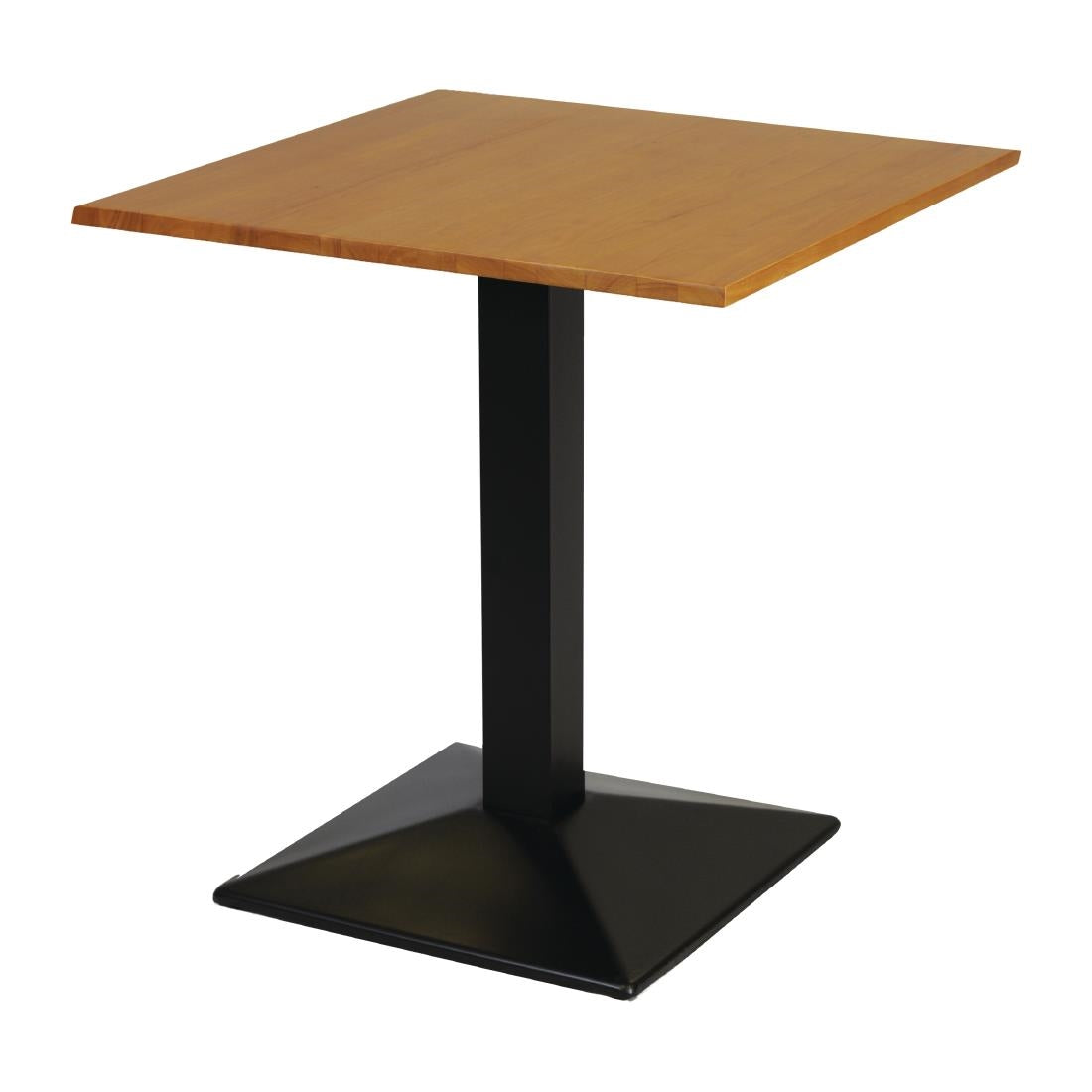 Turin Metal Base Pedestal Square Table with Soft Oak Top 700x700mm