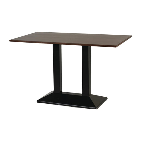 Turin Metal Base Pedestal Rectangle Table with Dark Wood Top 1200x700mm