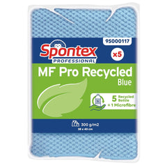 Spontex MF Pro Recycled Microfibre Cloth Blue (Pack of 5)