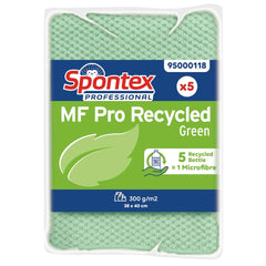 Spontex MF Pro Recycled Microfibre Cloth Green (Pack of 5)