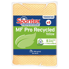 Spontex MF Pro Recycled Microfibre Cloth Yellow (Pack of 5)