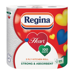 Regina Heart Kitchen Roll 3 Ply (Pack of 10x2 Rolls)