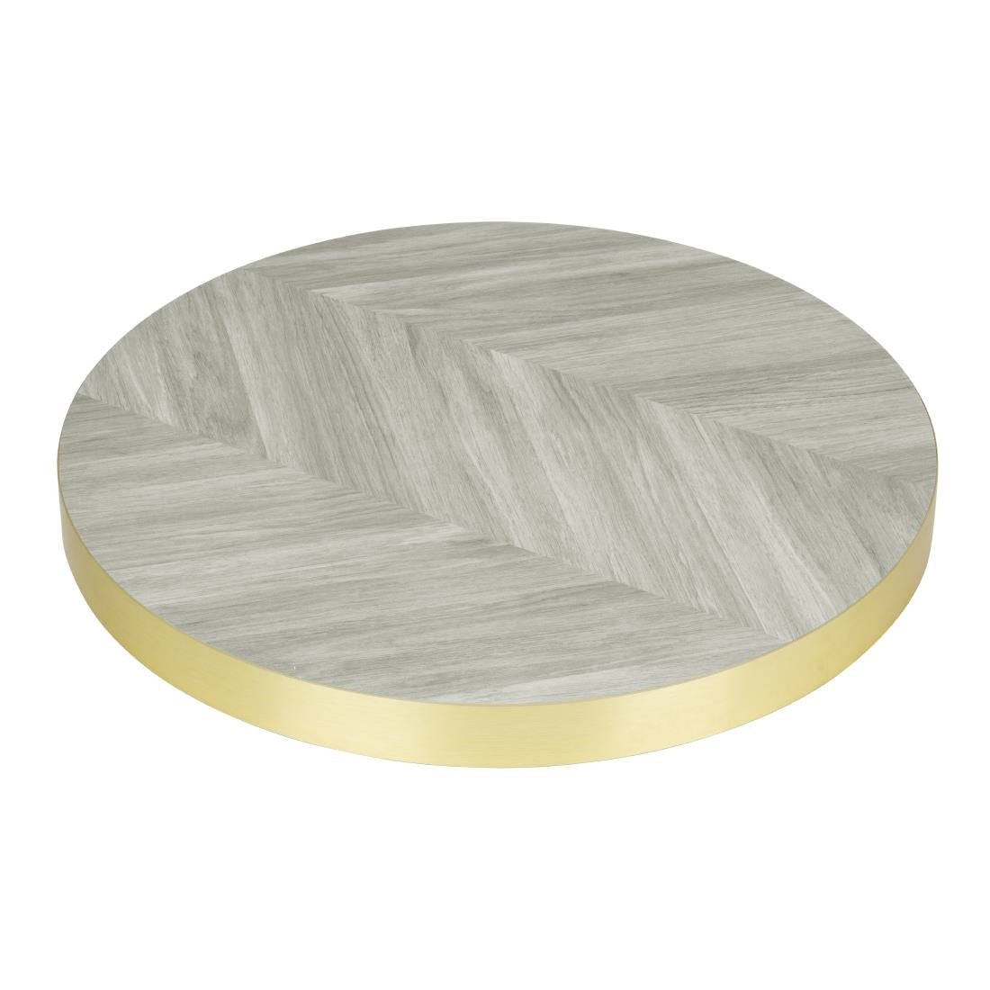 Bolero Pre-Drilled Round Table Top Chevron Design 600mm