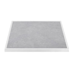 Bolero Light Grey Stone Effect Outdoor Tempered Glass Table Top White Trim 700mm