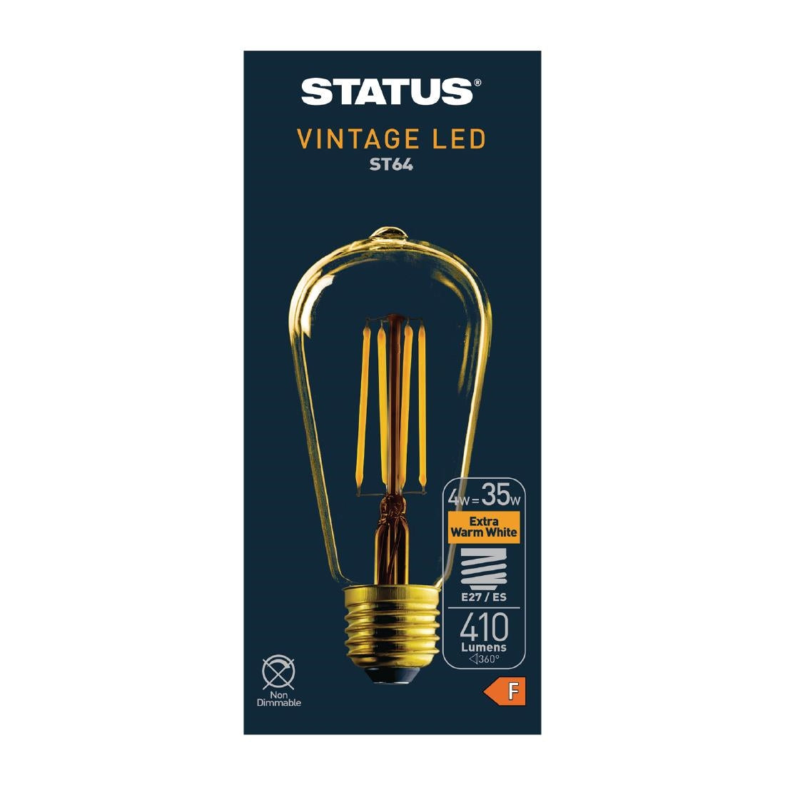 Status 320 Lumens Pear Golden Light Bulb Crystalite Antique LED ST64 ES 4w