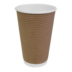 Fiesta Recyclable Coffee Cups Ripple Wall Kraft 455ml / 16oz (Pack of