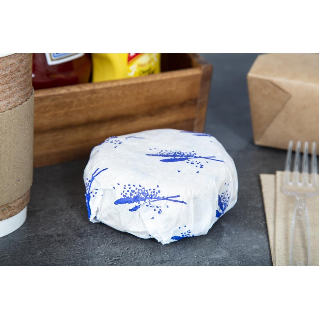 Burger Wrapping Paper Sheets Blue 245 x 300mm (Pack of 1000)