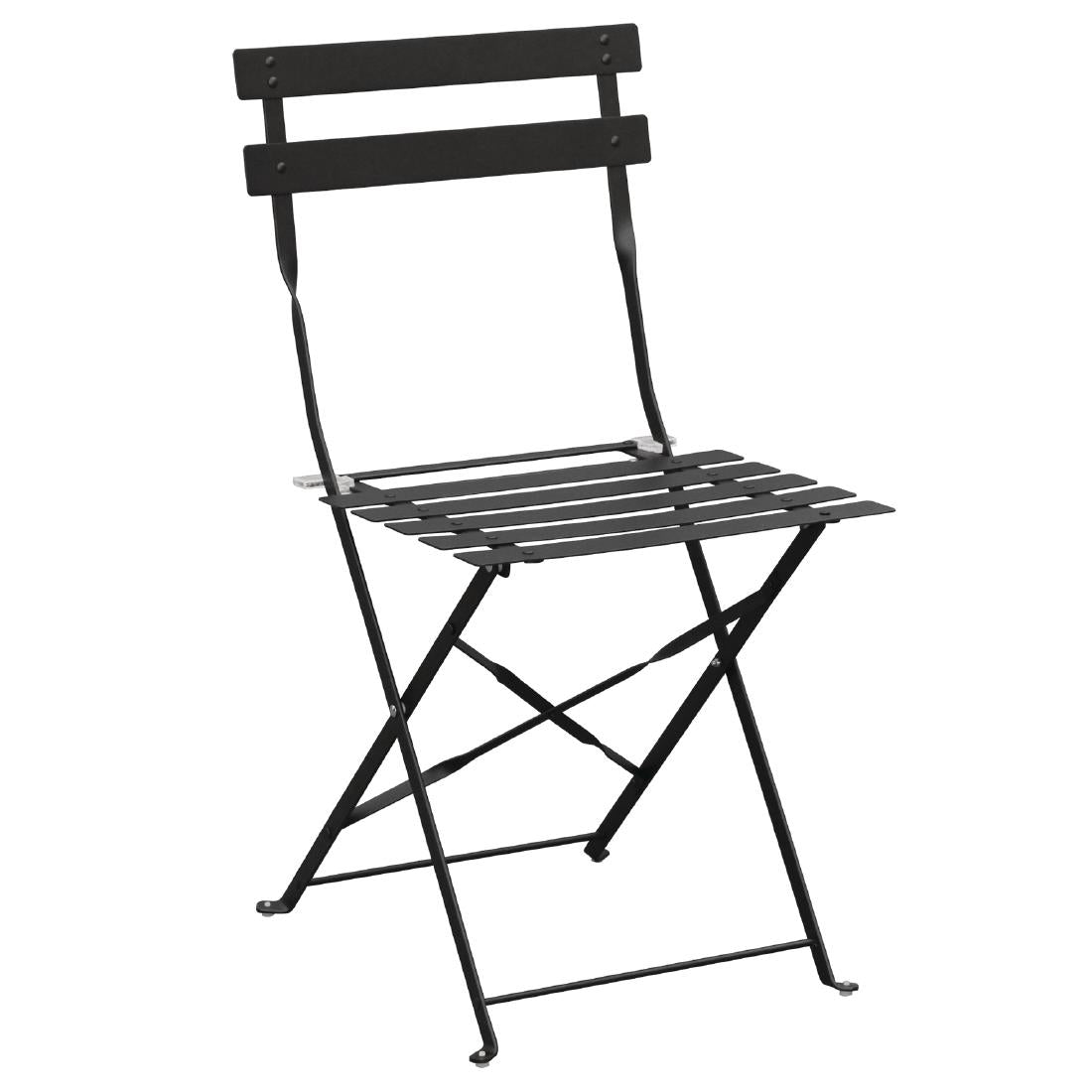 Bolero Perth Black Pavement Style Steel Folding Chairs (Pack of 2)