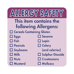 Hygiplas Allergen Food Labels (Pack of 500)