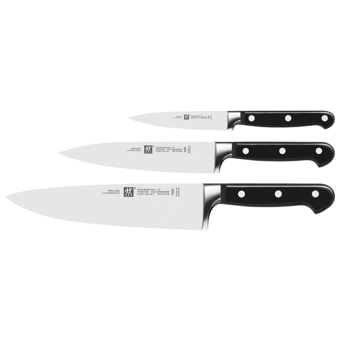 Zwilling Professional Knife Set 10cm Paring Knife,16cm Carving Knife & 20cm Chef's Knife (Pack 3)