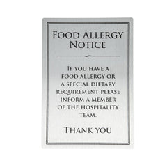 Vogue Brushed Steel Food Allergy Sign